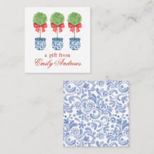 Waterverf Chinoiserie Red Bow Topiary Enclosure