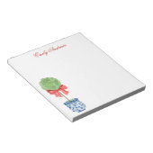 Waterverf Chinoiserie Red Bow Topiary Notitieblok (Schuin)