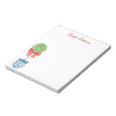 Waterverf Chinoiserie Red Bow Topiary Notitieblok (Linkerzijde)