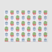 Waterverf Chinoiserie Red Bow Topiary Tissuepapier (Voorkant)