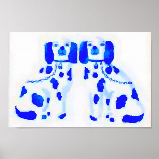 Waterverf  Chinoiserie Staffordshire Dogs Poster (Voorkant)