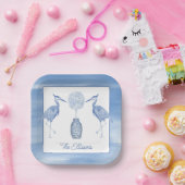 Waterverf Chinoiserie Topiary Blue Heron Papieren Bordje (Feest)