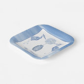 Waterverf Chinoiserie Topiary Blue Heron Papieren Bordje (Gebogen)