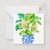 Waterverf Chinoiserie Vaas met bloemenbehuizing Notitiekaartje (Voorkant)