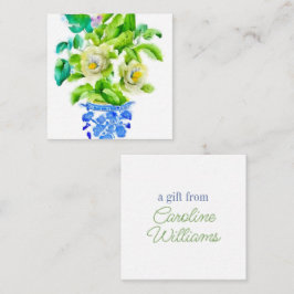 Waterverf Chinoiserie Vaas met bloemenbehuizing Notitiekaartje