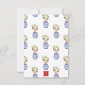 Waterverf Chinoiserie vaas van rode aardbeien Bedankkaart (Achterkant)