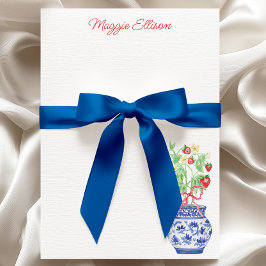 Waterverf Chinoiserie vaas van rode aardbeien Bedankkaart