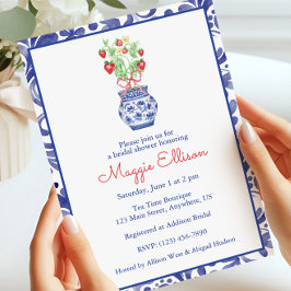 Waterverf Chinoiserie vaas van rode aardbeien Kaart