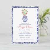 Waterverf Chinoiserie vaas van rode aardbeien Kaart (Staand voorkant)