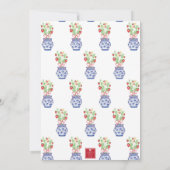 Waterverf Chinoiserie vaas van rode aardbeien Kaart (Achterkant)