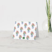 Waterverf Chinoiserie Vaas van rode geraniums Bedankkaart (Achterkant)