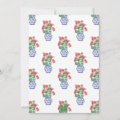 Waterverf Chinoiserie Vaas van rode geraniums Kaart (Achterkant)
