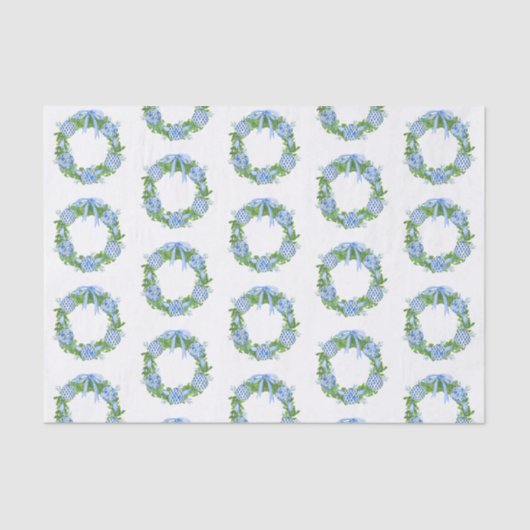 Waterverf Chinoiserie Wreate Kerstmis Tissuepapier (Voorkant)