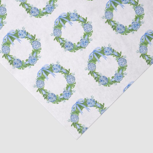 Waterverf Chinoiserie Wreate Kerstmis Tissuepapier (Detail)