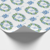 Waterverf Chinoiserie Wreate kerstmonogram Cadeaupapier (Hoek)