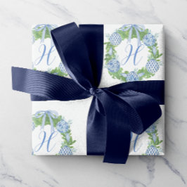 Waterverf Chinoiserie Wreate kerstmonogram Cadeaupapier