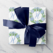 Waterverf Chinoiserie Wreate kerstmonogram Cadeaupapier
