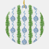 Waterverf Chinoiserie Wreate kerstmonogram Keramisch Ornament (Achterkant)