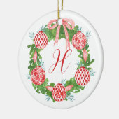 Waterverf Chinoiserie Wreate kerstmonogram Keramisch Ornament (Links)