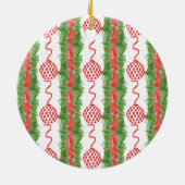 Waterverf Chinoiserie Wreate kerstmonogram Keramisch Ornament (Achterkant)