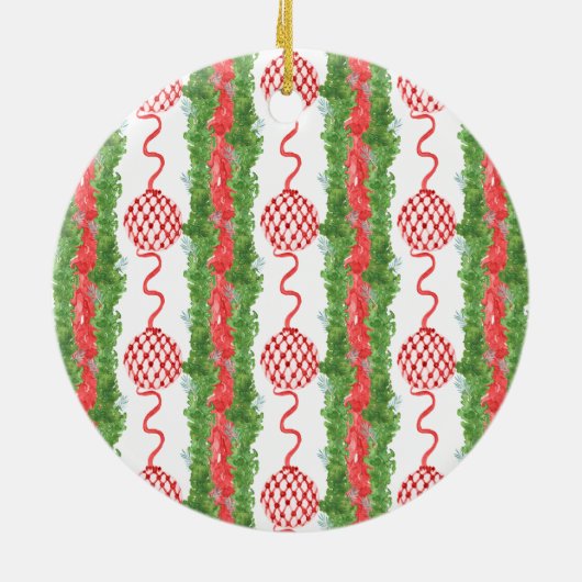 Waterverf Chinoiserie Wreate kerstmonogram Keramisch Ornament (Achterkant)