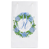 Waterverf Chinoiserie Wreate kerstmonogram Klein Cadeauzakje (Voorkant)