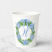 Waterverf Chinoiserie Wreate kerstmonogram Papieren Bekers (Voorkant)