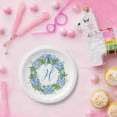 Waterverf Chinoiserie Wreate kerstmonogram Papieren Bordje (Feest)