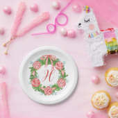 Waterverf Chinoiserie Wreate kerstmonogram Papieren Bordje (Feest)