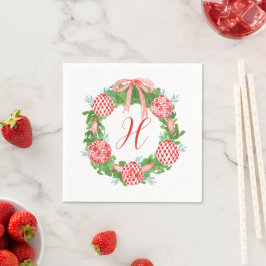 Waterverf Chinoiserie Wreate kerstmonogram Servet