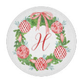 Waterverf Chinoiserie Wreate kerstmonogram Snijplank (Voorkant)
