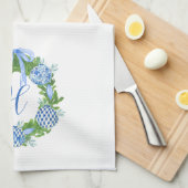 Waterverf Chinoiserie Wreate kerstmonogram Theedoek (Quarter Fold)