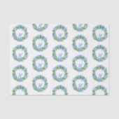 Waterverf Chinoiserie Wreate kerstmonogram Tissuepapier (Voorkant)