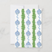 Waterverf Chinoiserie Wreater Monogram Kerstmis Bedankkaart (Achterkant)