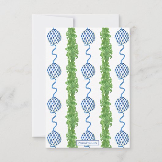 Waterverf Chinoiserie Wreater Monogram Kerstmis Bedankkaart (Achterkant)