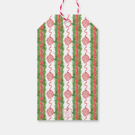 Waterverf Chinoiserie Wreater Monogram Kerstmis Cadeaulabel (Achterkant)