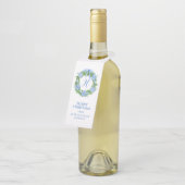 Waterverf Chinoiserie Wreater Monogram Kerstmis Flessenhanger (Schuin)