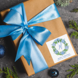 Waterverf Chinoiserie Wreatskerstbehuizing Notitiekaartje