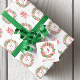 Waterverf Chinoiserie Wreatskerstbehuizing Notitiekaartje