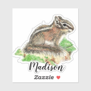 Waterverf Chipmunk Animal Naam Sticker