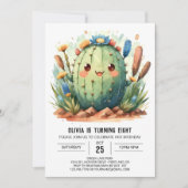 Waterverf Chique Kinder Cactus Jongen Verjaardag Kaart (Voorkant)
