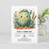 Waterverf Chique Kinder Cactus Jongen Verjaardag Kaart (Staand voorkant)