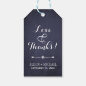 Waterverf chique pioenen winter marineblauw dank u cadeaulabel (Achterkant)