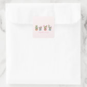 Waterverf chique vetplanten roze vierkante sticker (Tas)