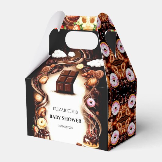 Waterverf Chocolade Baby shower Bedankdoosjes (Voorkant Zijde)