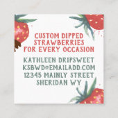 waterverf chocolade bedekt met aardbeienbesmetting vierkante visitekaartje (Achterkant)
