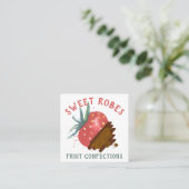 waterverf chocolade bedekt met aardbeienbesmetting vierkante visitekaartje (Staand voorkant)