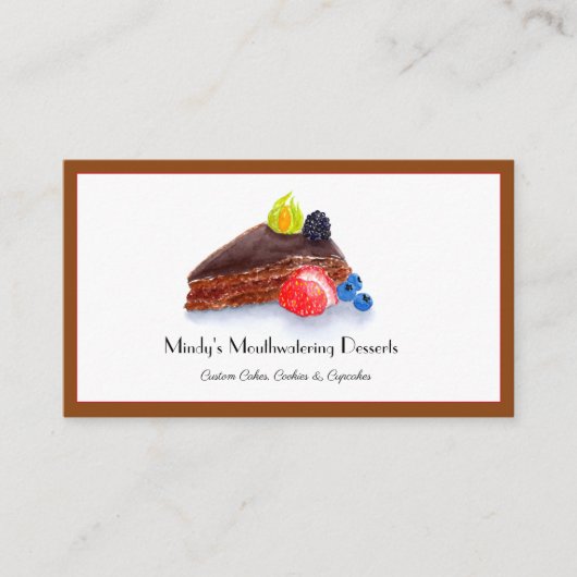 Waterverf Chocolade Cake Bakery Visitekaartje (Voorkant)