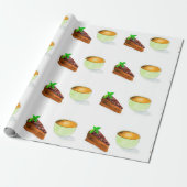 Waterverf Chocolade Cake met koffie Cadeaupapier (Uitgerold)