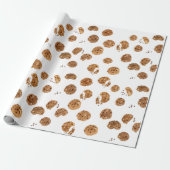 Waterverf Chocolade Chip Koekjes Patroon Cadeaupapier (Uitgerold)